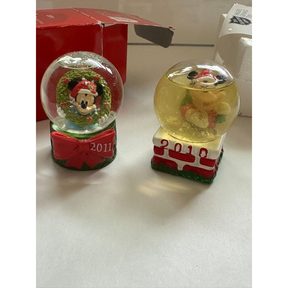 Vintage Snowglobes Mickey Disney Christmas Holiday 2011 And 2010 Salvation Army